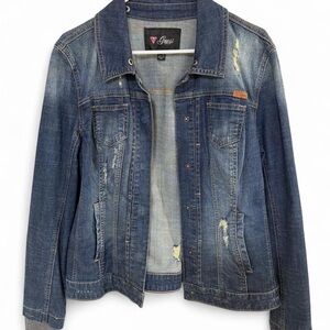 Guess Black Logo Patch Denim Jacket